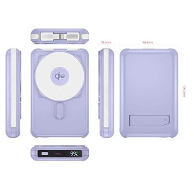 MOJOGEAR NovaMag All-in-1 Powerbank 10.000 mAh - Draadloos Qi2 & ingebouwde kabels - Paars