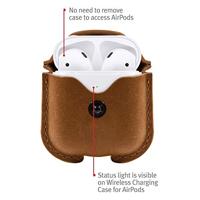 Twelve South AirSnap | Leren beschermhoes met verliespreventieclip voor AirPods en draadloos oplaadhoesje voor AirPods, cognac - thumbnail