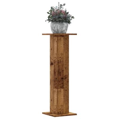 Plantenstandaards 2 st 30x30x95 cm bewerkt hout oud houtkleurig