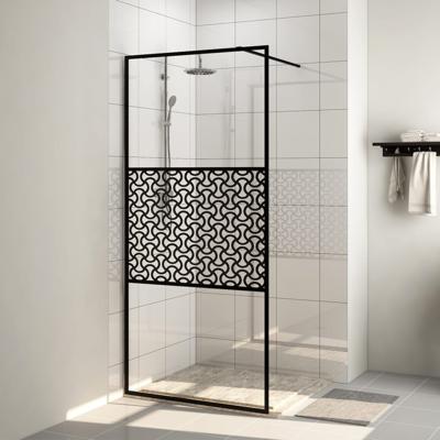 VidaXL Inloopdouchewand 115x195 cm esg-glas transparant en zwart VidaXL Inloopdouchewand 115x195 cm esg-glas transparant en zwart