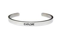 Key Moments 8KM-BM0004 Bangle met tekst explore one-size zilverkleurig - thumbnail