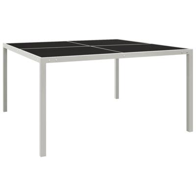 Tuintafel 130x130x72 cm staal en glas grijs