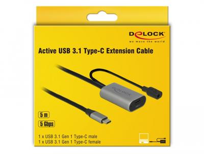 Delock 85392 Actieve USB 3.1 Gen 1 verlengkabel USB Type-C 5 m - thumbnail