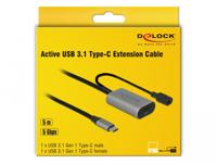 Delock USB-C-kabel USB-C stekker, USB-C bus 5.00 m Zwart, Grijs 85392 - thumbnail