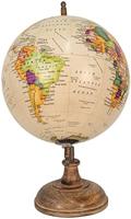 Clayre & Eef Wereldbol 22x37 cm Beige Bruin Hout Ijzer Rond Globe - thumbnail