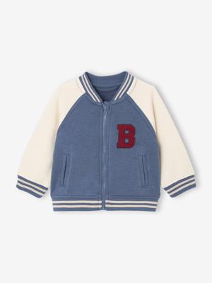 Teddy-stijl vestje voor baby's van fleece met lusjesbadge grijsblauw