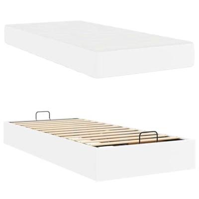 Bedframe met matras met matras Zuiverwit 90 x 200 cm Kunstleer