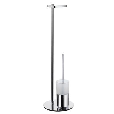 Reserverolhouder Smedbo Outline met Borstelhouder Mat Glas Container Rond 23x78 cm Chroom Reserverolhouder Smedbo Outline met Borstelhouder Mat Glas Container Rond 23x78 cm Chroom