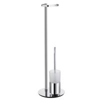 Reserverolhouder Smedbo Outline met Borstelhouder Mat Glas Container Rond 23x78 cm Chroom - thumbnail