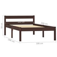 vidaXL Bedframe massief grenenhout donkerbruin 100x200 cm - thumbnail