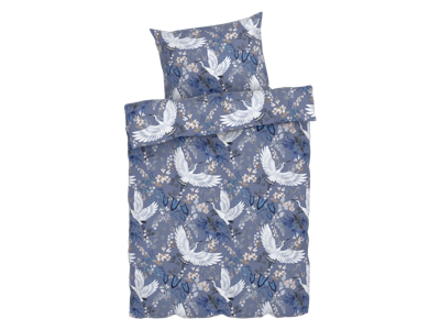 LIVARNO home Satijnen dekbedovertrek 140 x 200 cm (Vogel)