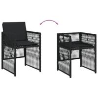 Tuinstoelen 4 st met kussens poly rattan zwart - thumbnail