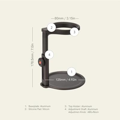 Outin - Universele koffie standaard - compatibel met de Outin Nano espressomachine - Verstelbaar in hoogte - Siliconen stootkussen voor plaatsing espressomachine