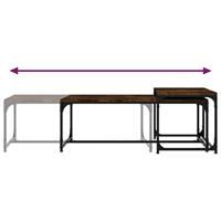 Salontafels 2 st bewerkt hout gerookt eikenkleurig - thumbnail