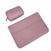 PU01S PU lederen horizontale onzichtbare magnetische gesp laptop binnenzak voor 14 1 inch laptops met zakje (roze) - thumbnail