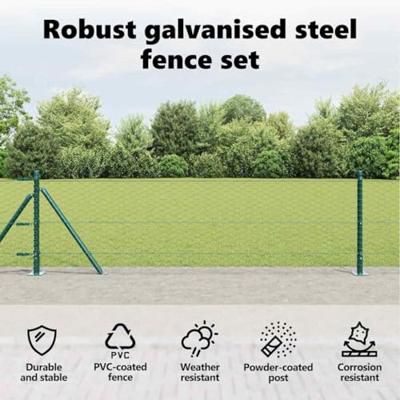 VidaXL Afrasteringspaal groen 10 x 0,6 m (50 mm gaas) staal en pvc VidaXL Afrasteringspaal groen 10 x 0,6 m (50 mm gaas) staal en pvc