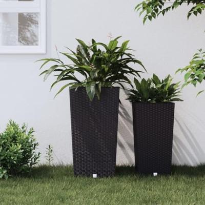 VidaXL Plantenbak met uitneembare bak rattan-look 21/49 l pp antraciet VidaXL Plantenbak met uitneembare bak rattan-look 21/49 l pp antraciet