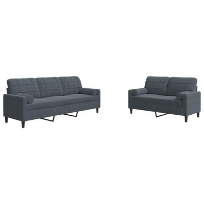 2-delige Loungeset met kussens fluweel donkergrijs