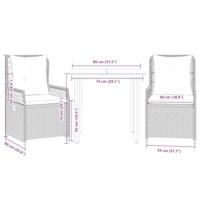 3-delige Tuinset met kussens poly rattan grijs - thumbnail