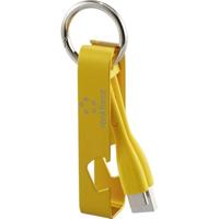 Renkforce RF-6721080 USB-kabel USB 2.0 USB-A stekker, USB-C stekker 0.15 m Geel Sleutelhanger, Flesopener - thumbnail