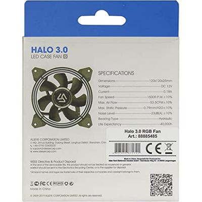 Inter-Tech ALSEYE Halo 3.0 PC-ventilator Zwart (b x h x d) 120 x 120 x 25 mm Incl. LED-verlichting Inter-Tech ALSEYE Halo 3.0 PC-ventilator Zwart (b x h x d) 120 x 120 x 25 mm Incl. LED-verlichting