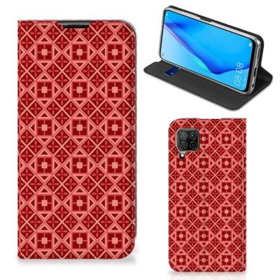 Huawei P40 Lite | Hoesje met Magneet | Batik Rood Huawei P40 Lite | Hoesje met Magneet | Batik Rood