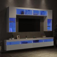 8-delige tv-wandmeubelset met LED-verlichting wit - thumbnail