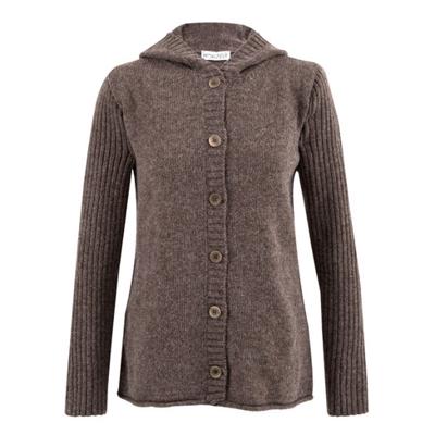 Gebreid wollen vest met capuchon en knopen, noga 44/46 Gebreid wollen vest met capuchon en knopen, noga 44/46