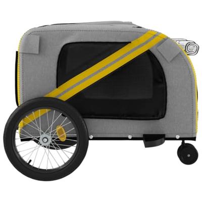 Hondenfietstrailer oxford stof en ijzer geel en grijs - thumbnail