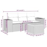 4-delige Loungeset met kussens poly rattan beige - thumbnail