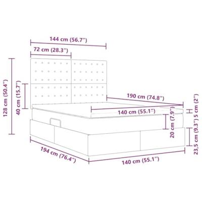 Opslag bed met matras Donkergrijs 140 x 190 cm Nep Leer