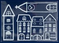 Peha stickers huisjes 28,5 x 40 cm PVC wit 3 delig - thumbnail