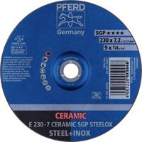 PFERD TOOLS 62218300 E 230-7 CERAMIC SGP STEELOX Afbraamschijf gebogen Diameter 230 mm Boordiameter 22.23 mm RVS, Staal 10 stuk(s) - thumbnail