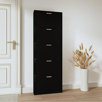 VidaXL Schoenenkast 59x17x169 cm bewerkt hout zwart VidaXL Schoenenkast 59x17x169 cm bewerkt hout zwart