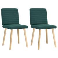 Eetkamerstoelen 2 st stof donkergroen - thumbnail