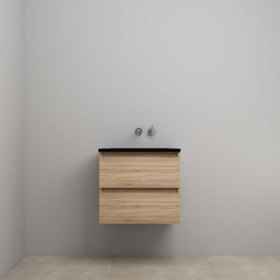 On-Line Onderkast - 60 cm - Voorgemonteerd - Ladestructuur - Acryl Wastafel - zonder Kraangat - Eiken