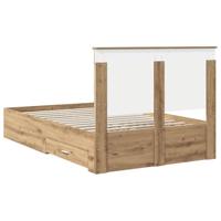 Bedframe met hoofdeinde Artisan Eiken 120 x 190 cm Bewerkt hout - thumbnail