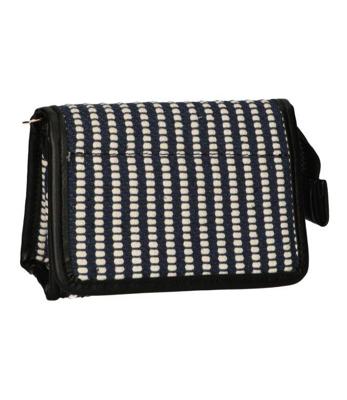 Traveller Spiegeltas stripe blauw creme 16.5x11cm