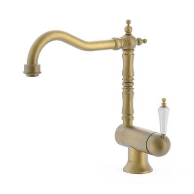 Keukenkraan Tres Clasic | Opbouw | 360° Draaibaar | Mengkraan | 1-hendel | Vintage | Messing mat