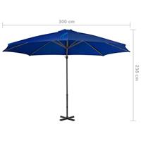 Zweefparasol met aluminium paal 300 cm azuurblauw - thumbnail