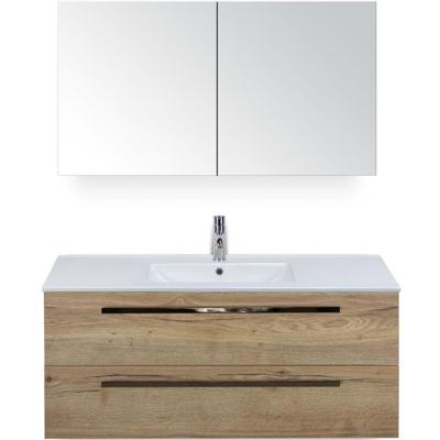 Seville Badmeubelset 120 cm - 2 Laden Natuur Eiken - Wastafel Enjoy Enkel met Spiegelkast