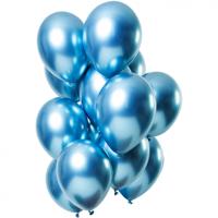 Chrome ballonnen Spiegeleffect Blauw Premium 33cm - 12st - thumbnail