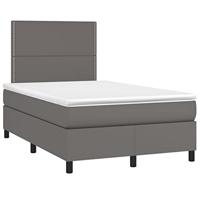 Boxspring met matras en LED kunstleer grijs 120x200 cm - thumbnail
