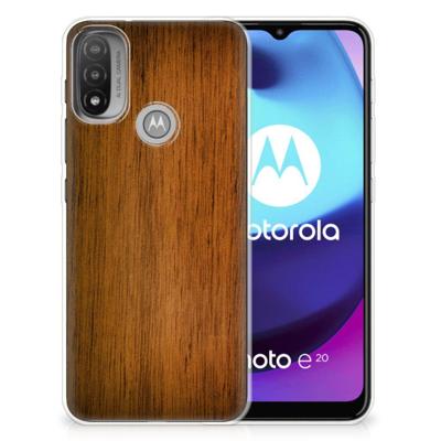 Motorola Moto E20 | E40 | Bumper Hoesje | Donker Hout
