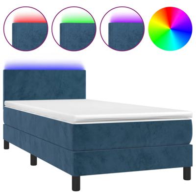 Boxspring met matras en LED fluweel donkerblauw 100x200 cm