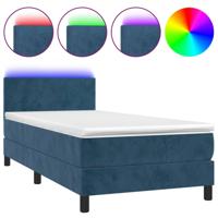 Boxspring met matras en LED fluweel donkerblauw 100x200 cm - thumbnail