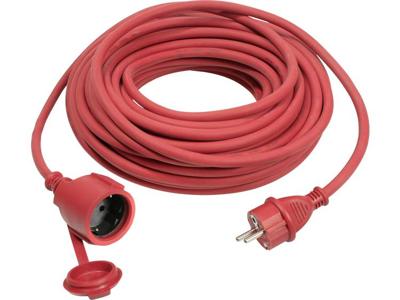 as - Schwabe Gummi-Verlängerungsleitung – 40 m Kabel mit Schutzkontaktwickelstecker, Schutzkontaktkupplung inkl. Schutzkappe ­– 230 V / 16 A Verlängerungskabel – IP44 – Made in Germany – Rot I 60374