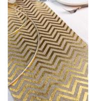 Gouden Jute Tafelloper met Visgraat patroon (28x500cm) - thumbnail