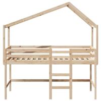 Halfhoogslaper met ladder en bedhuis grenenhout 90x200 cm - thumbnail