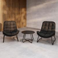 Nohr Loungeset 'Laurissa' Met 2 loungestoelen en tafel, kleur Grijs/Zwart - thumbnail